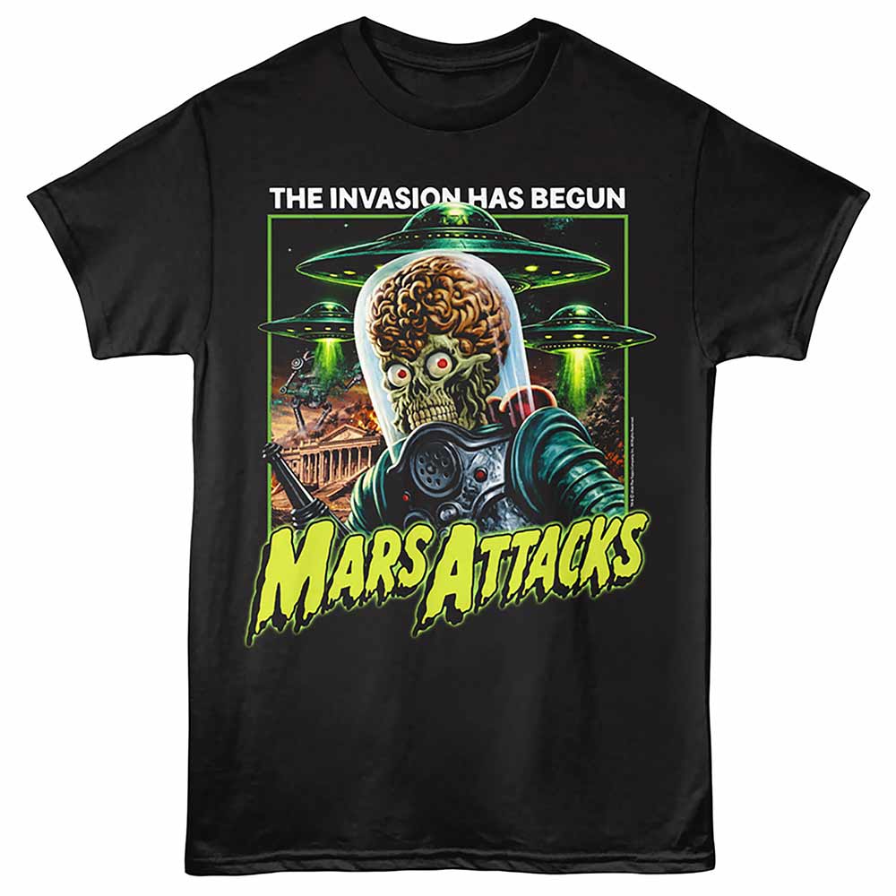Mars Attacks Invasion Has Begun Black T-Shirt