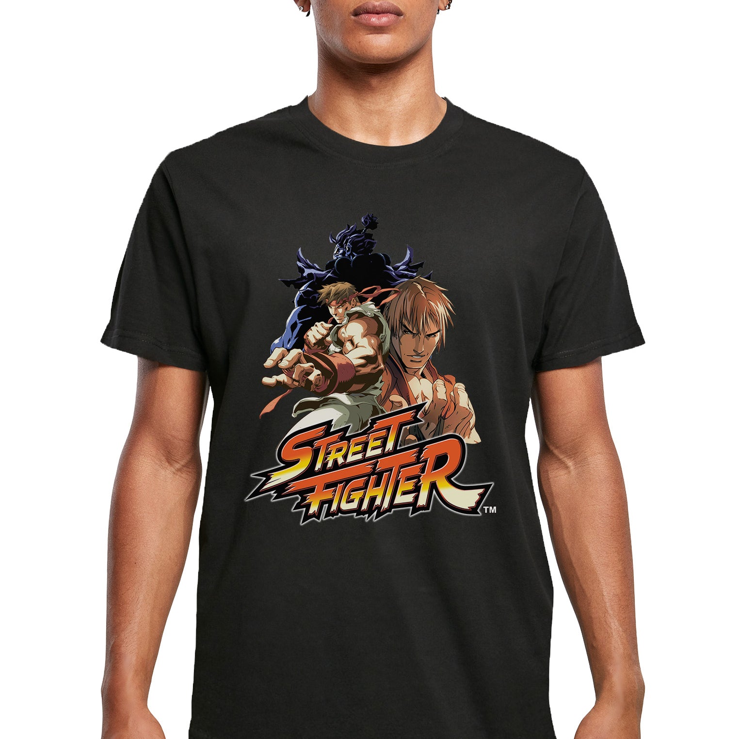 Wholesale Street Fighter t-shirt for your store - Men's T-Shirt Street Fighter Logo Graphic Print Tee Black (image 1)