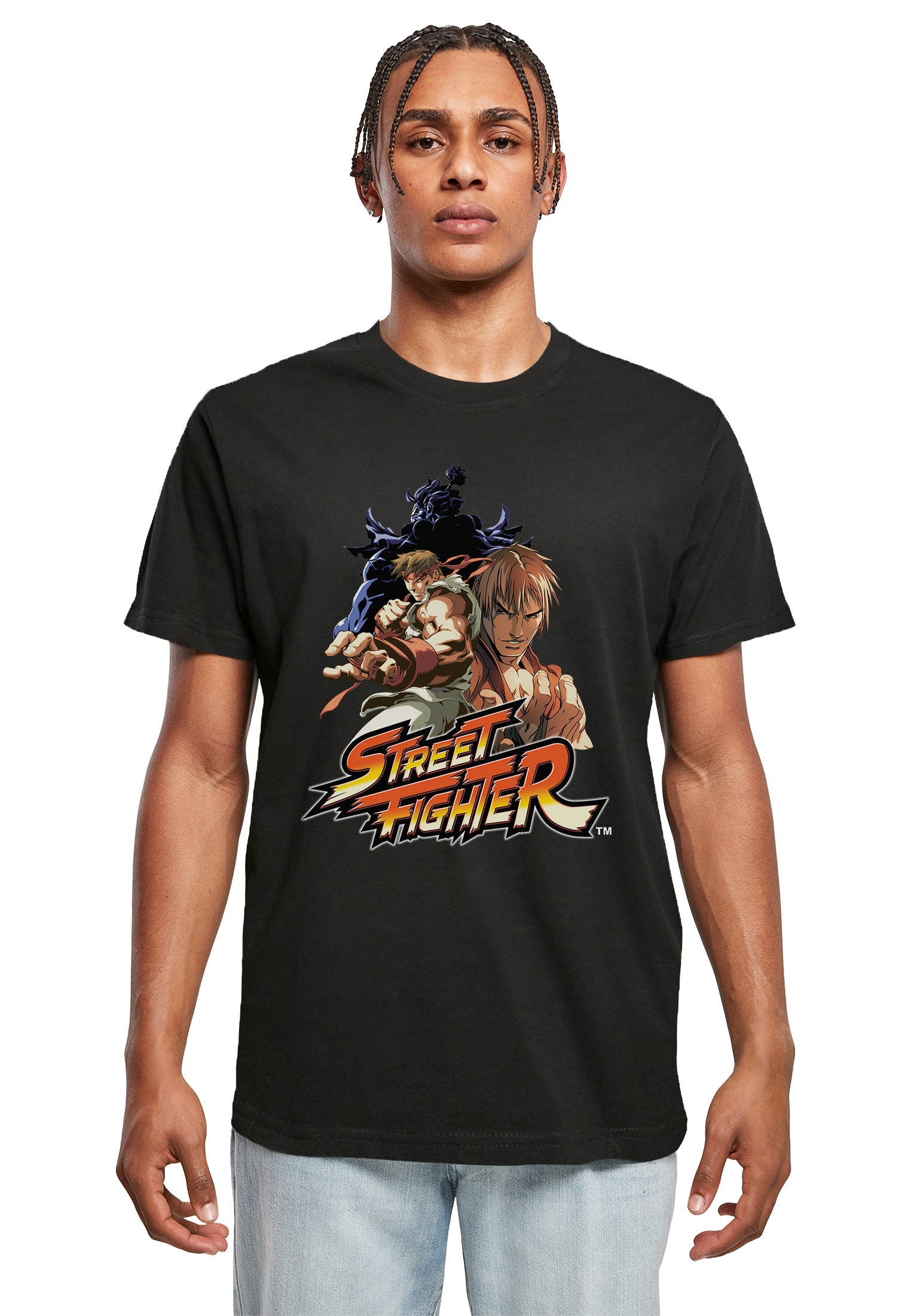 Wholesale Street Fighter t-shirt for your store - Men's T-Shirt Street Fighter Logo Graphic Print Tee Black (image 1)