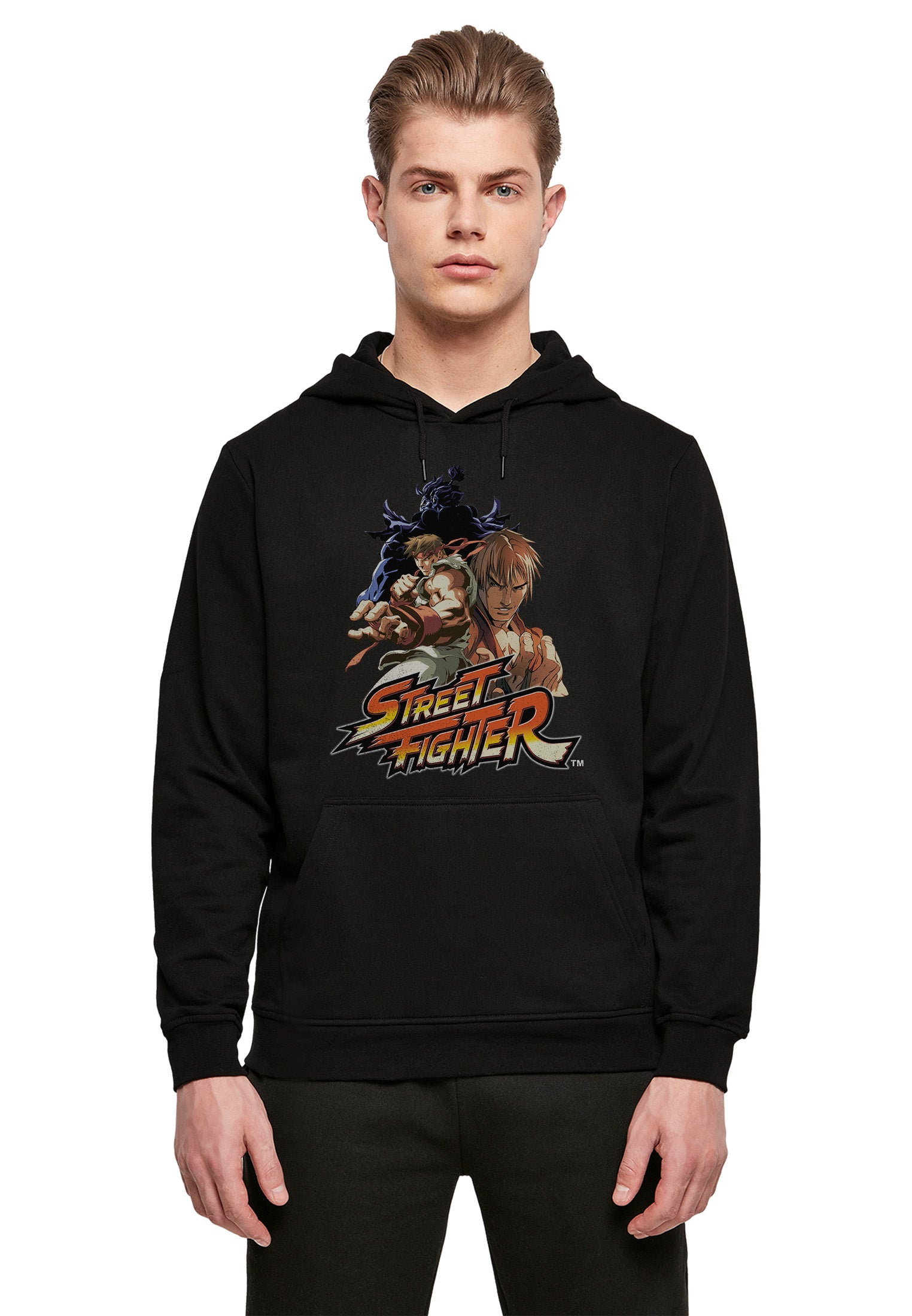 Wholesale Street Fighter hoodie for your store - Men's Hoodie Street Fighter Logo Graphic Print Hoodie Black (image 1)