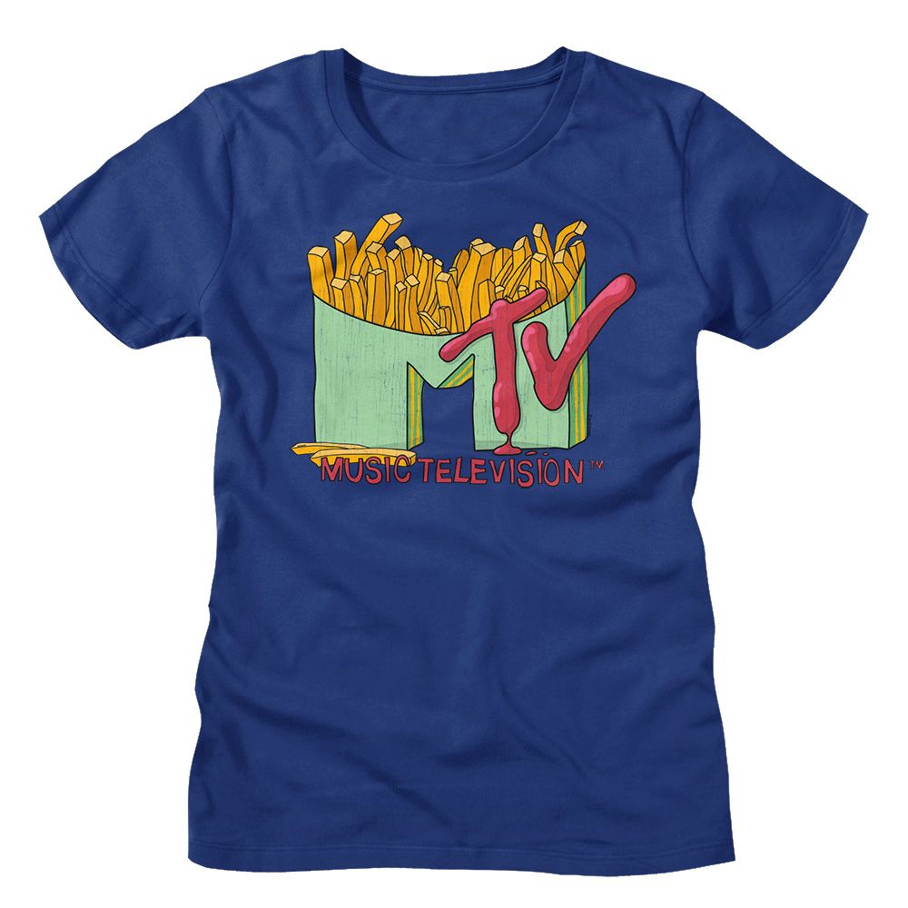 MTV Mtv French Fries Royal Blue Women's T-Shirt