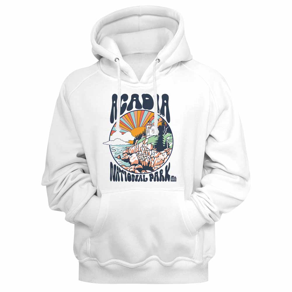 U.S. National Parks Acadia Colorful Sun White Hoodie