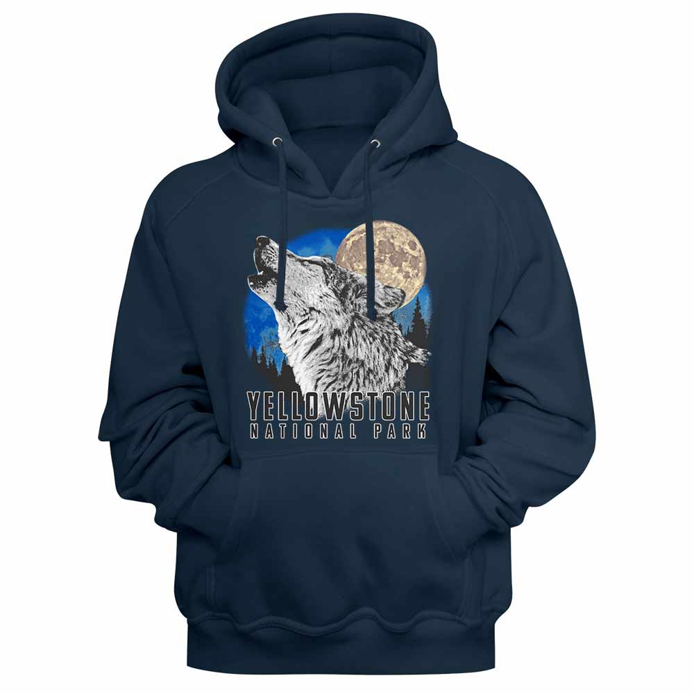 U.S. National Parks Yellowstone Wolf Moon Navy Hoodie