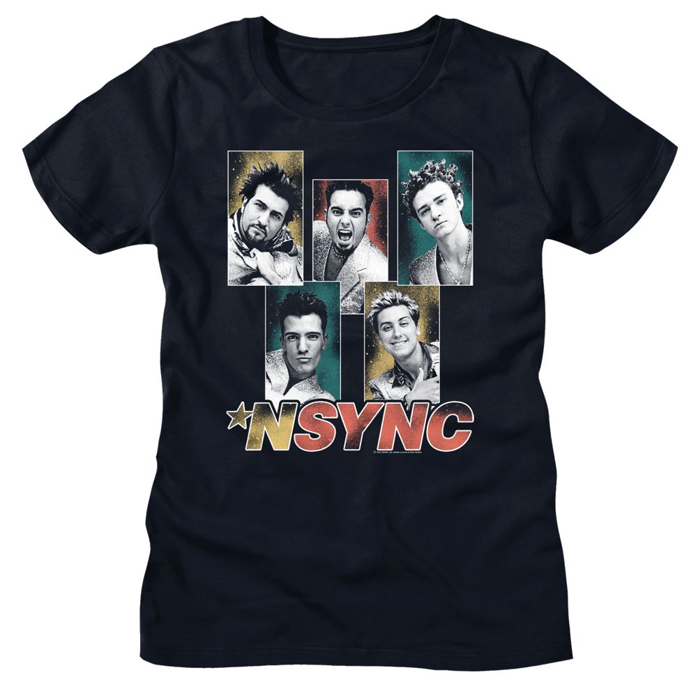 NSYNC Nsync Sparkly Boxes Navy Women's T-Shirt