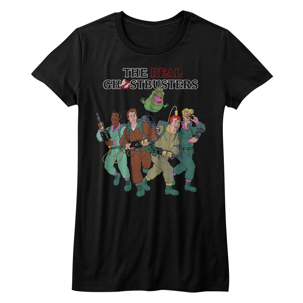 The Real Ghostbusters The Whole Crew Black Women's T-Shirt