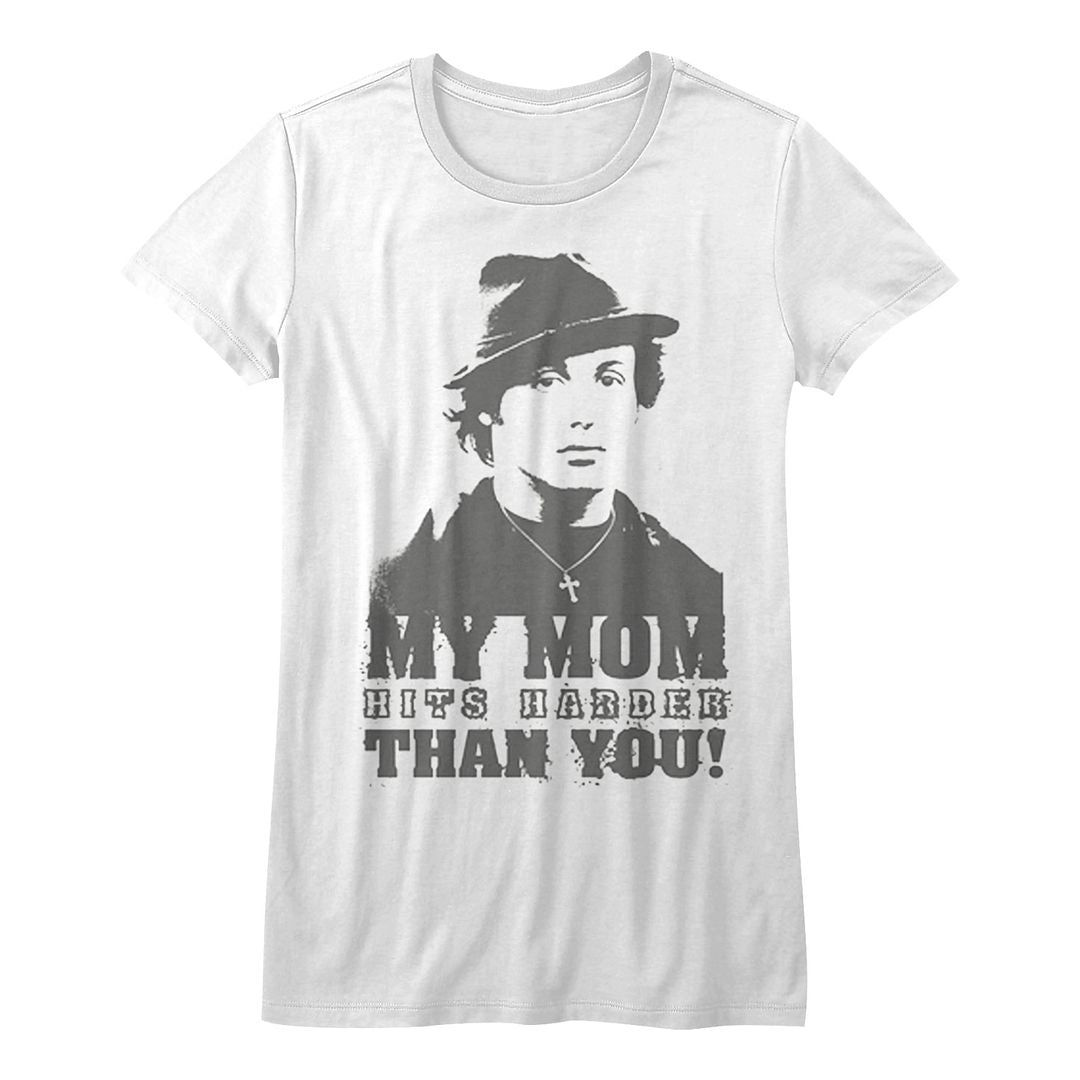 Rocky My Mom Hits Harder White Women's T-Shirt