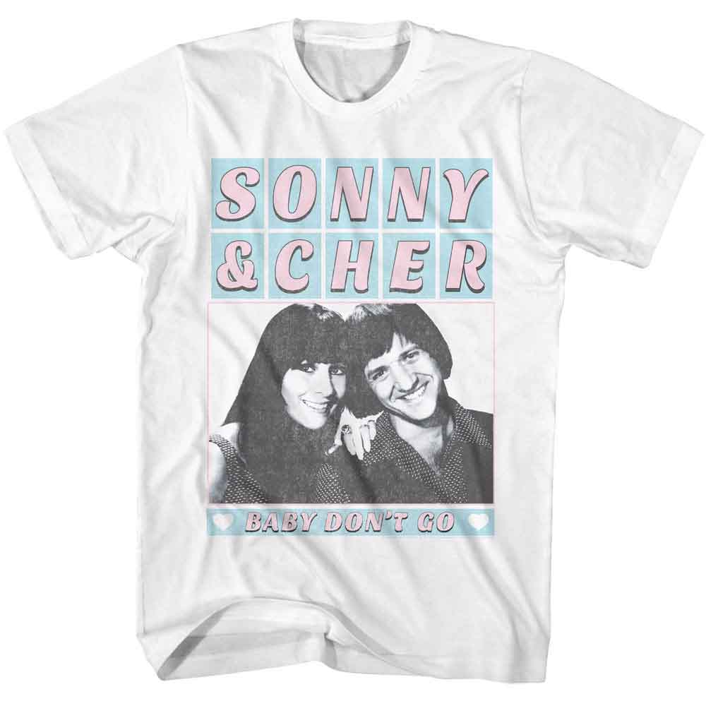 Sonny and Cher Baby Don't Go Name Blocks White T-Shirt
