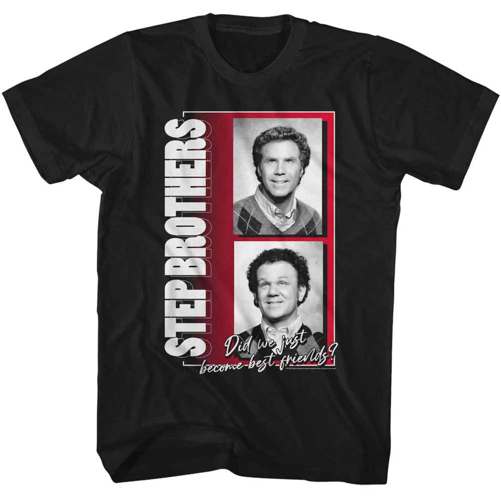 Step Brothers Black and White Photos Black T-Shirt