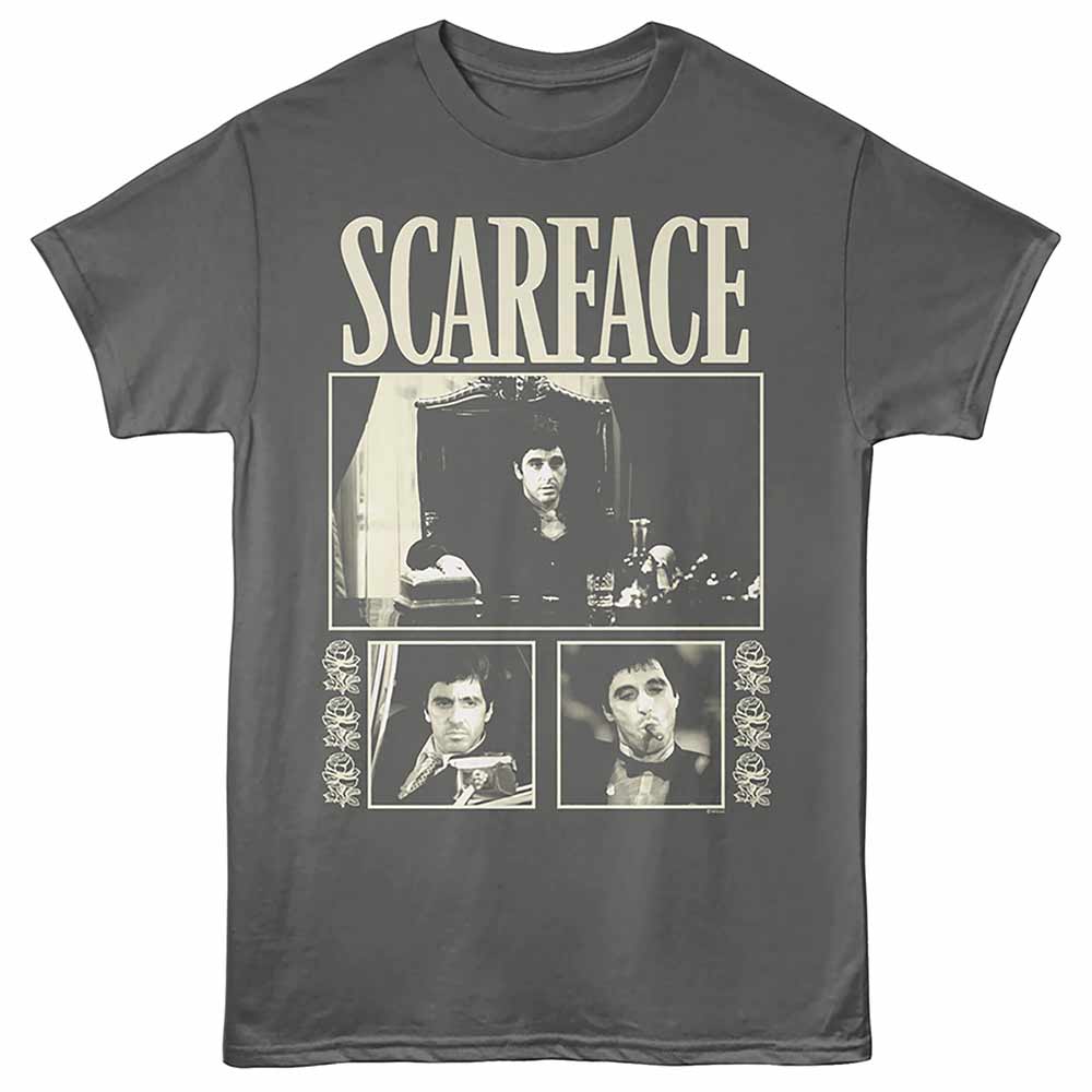Scarface 3 Photo Rose Alt Charcoal Gildan T-Shirt