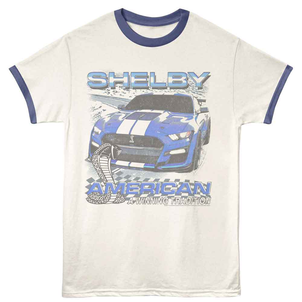Carroll Shelby Winning Tradition Vintage White India Ink Ringer T-Shirt