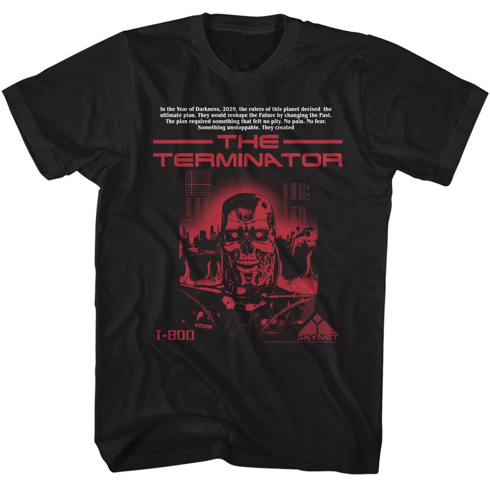 Terminator T 800 Without Bottom Text Black T-Shirt