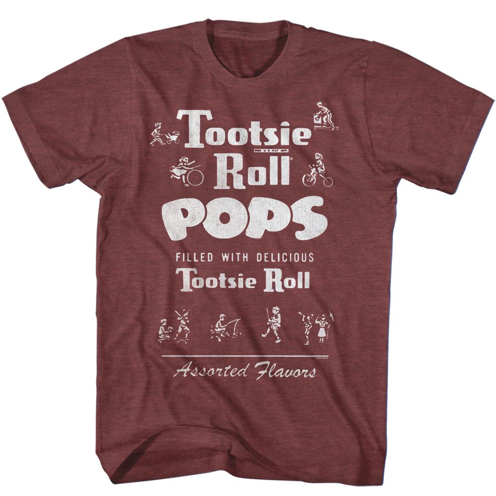 Wholesale Vintage-Inspired Tootsie Roll Pop Maroon Heather T-Shirt