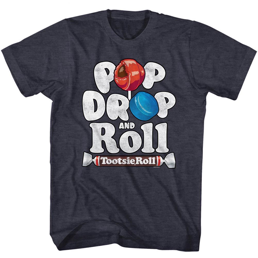 Wholesale Tootsie Roll Pop Drop and Roll Navy Blue Heather T-Shirt