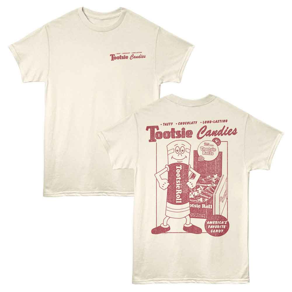 Tootsie Roll Candies Front and Back Print Natural T-Shirt