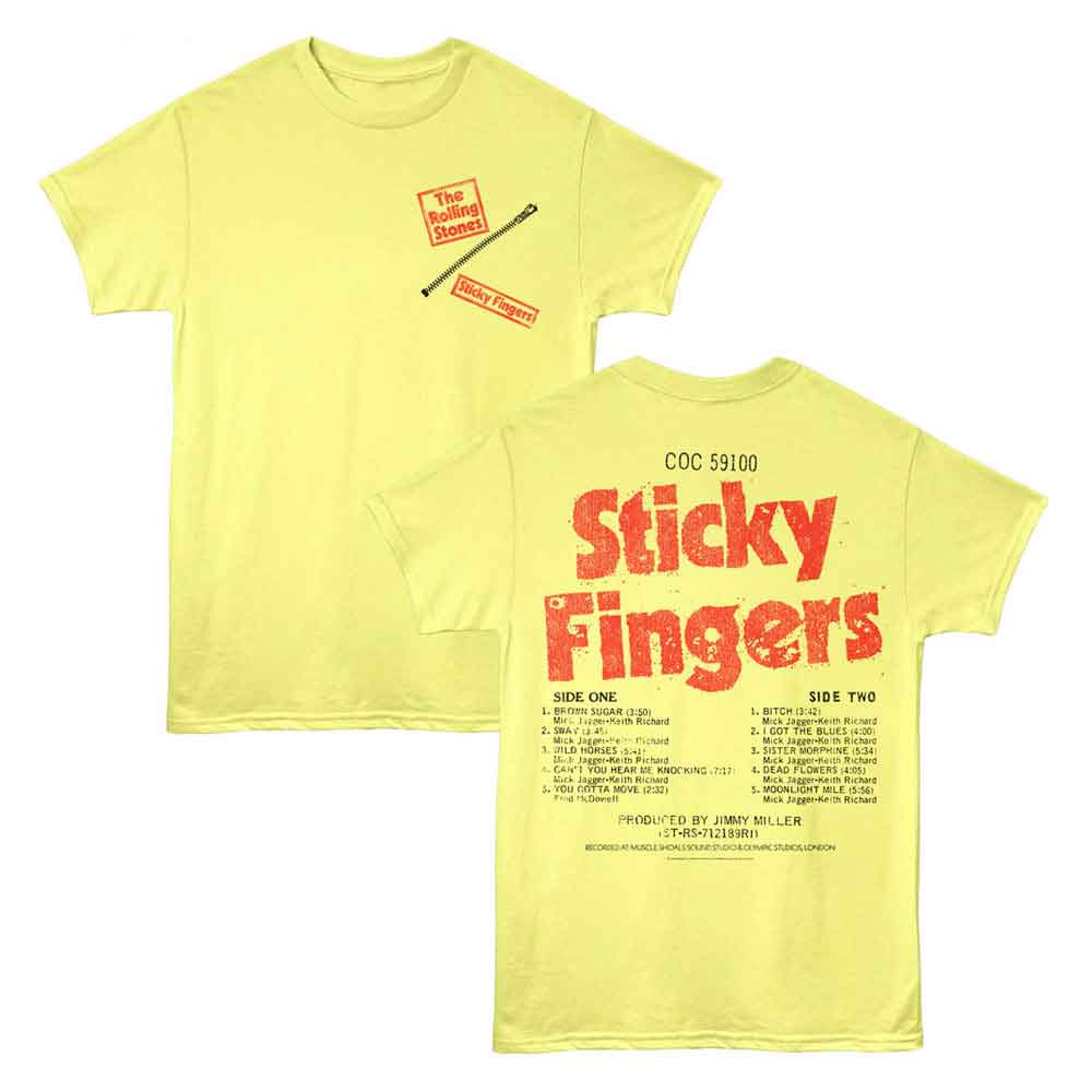 Rolling Stones Sticky Fingers Zip Yellow Heather T-Shirt