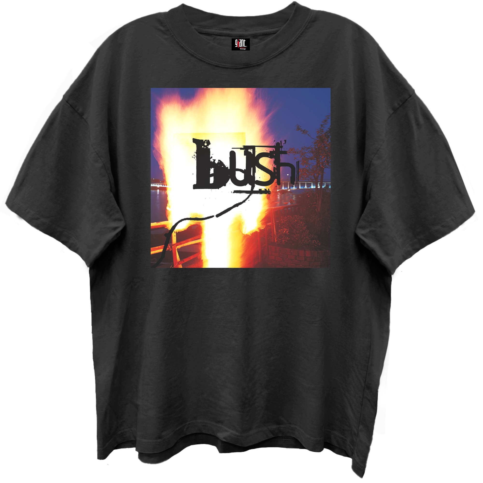 Giant Vintage Bush Razorblade Suitcase Album Cover Limo Black Enzyme Washed T-Shirt