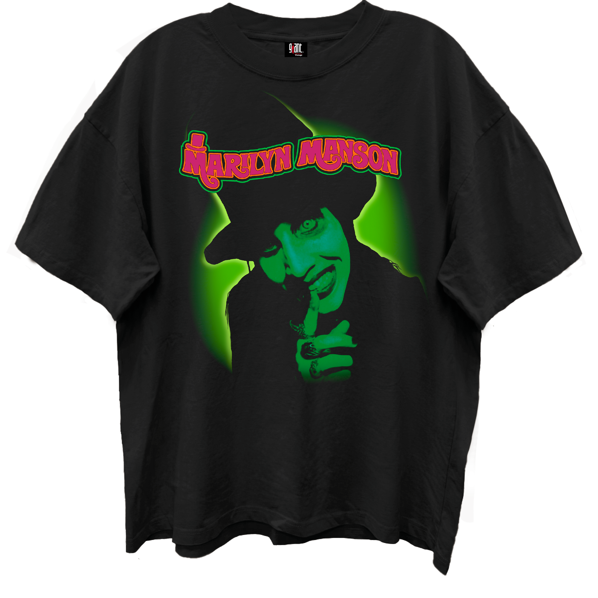 Giant Vintage Marilyn Manson Smells Like Children Limo Black Enzyme Washed T-Shirt