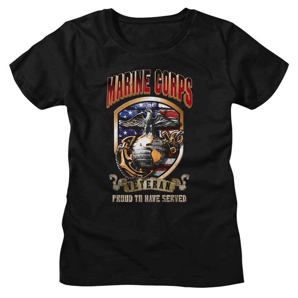 Marines USMC Proud to Have Served Black Women's T-Shirt
