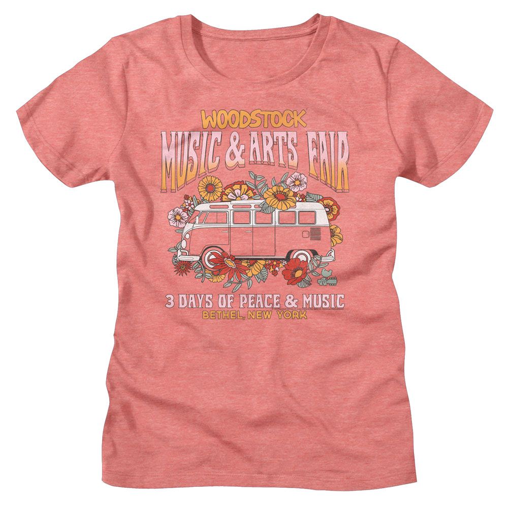 Woodstock Floral Van Heather Peach Women's T-Shirt