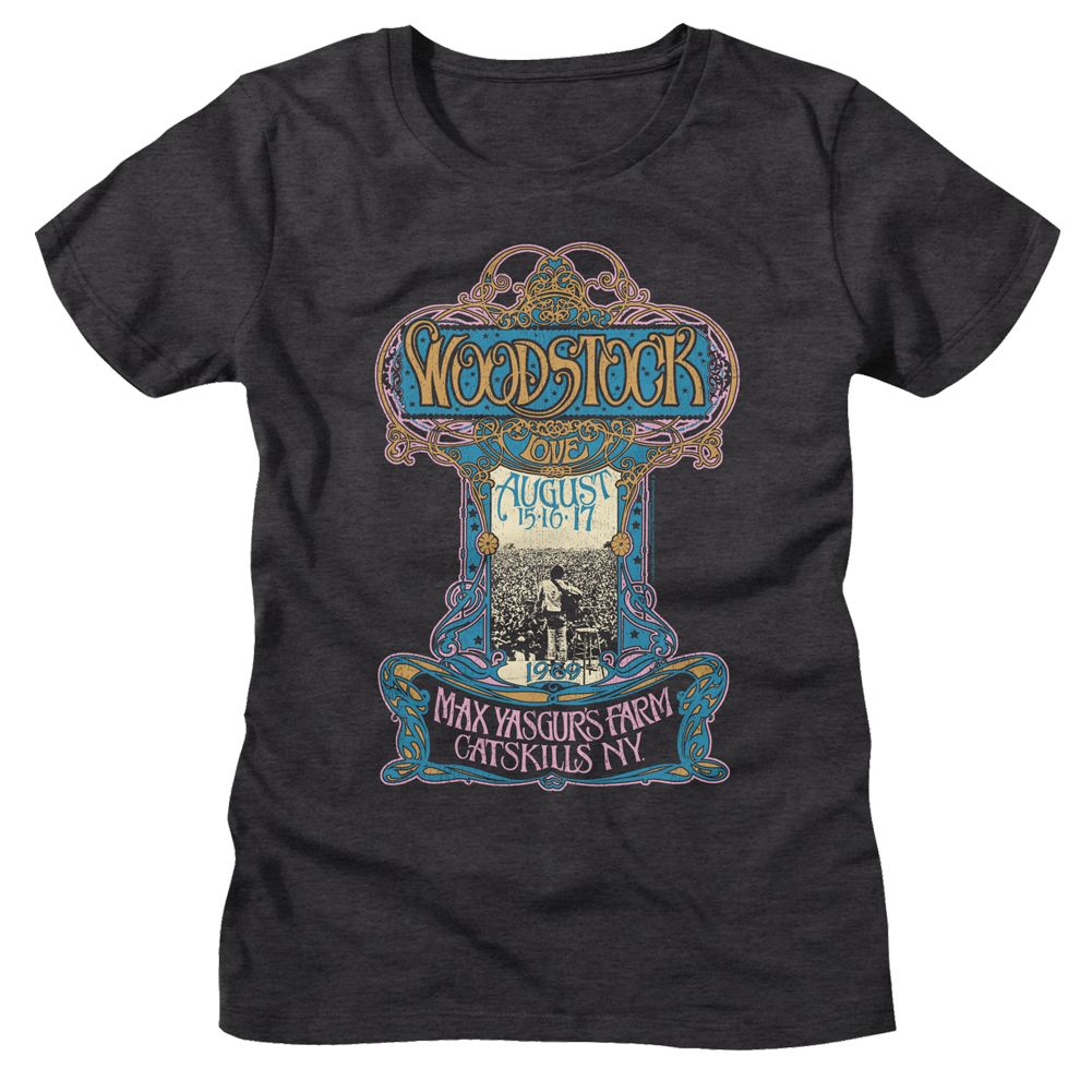 Woodstock Nouveau Poster Dark Charcoal Heather Women's T-Shirt
