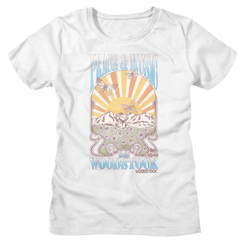 Woodstock Peace and Music Landscape White Women's T-Shirt