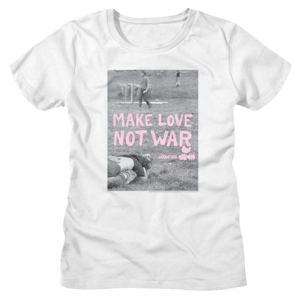 Woodstock Make Love Not War Poster White Women's T-Shirt