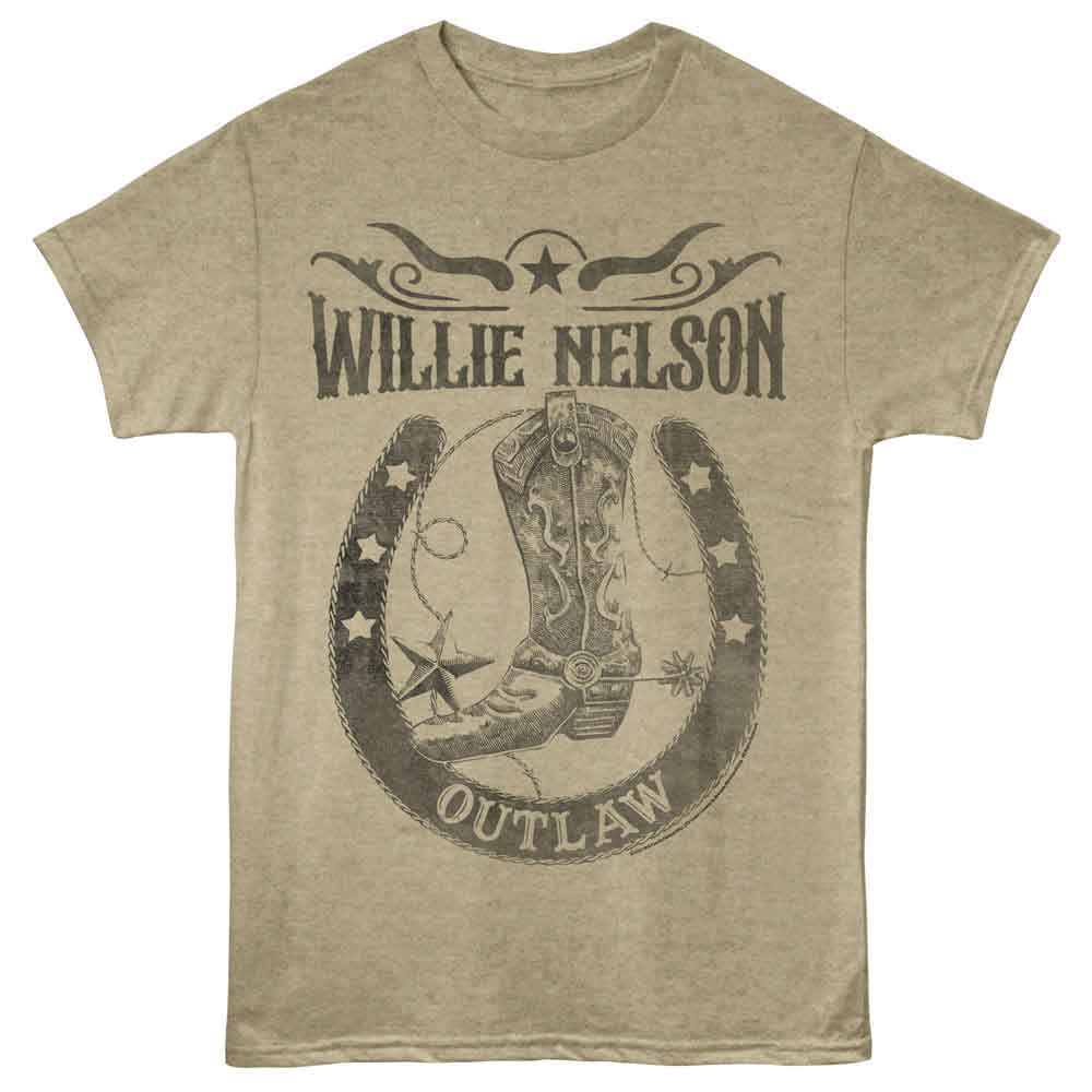 Willie Nelson Outlaw Horseshoe Khaki Heather T-Shirt