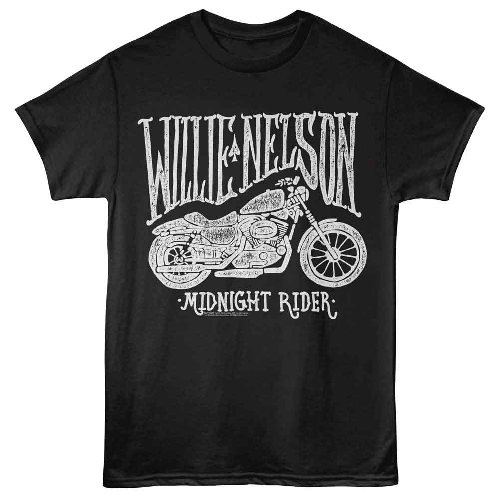 Willie Nelson Motorcycle Midnight Rider Black T-Shirt