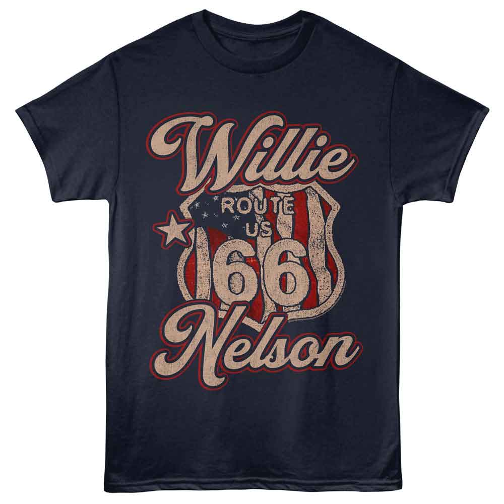 Willie Nelson Route 66 Navy T-Shirt