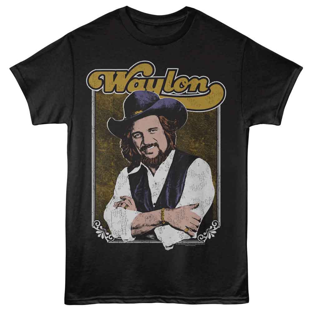 Waylon Jennings Crossed Arms Photo Black T-Shirt