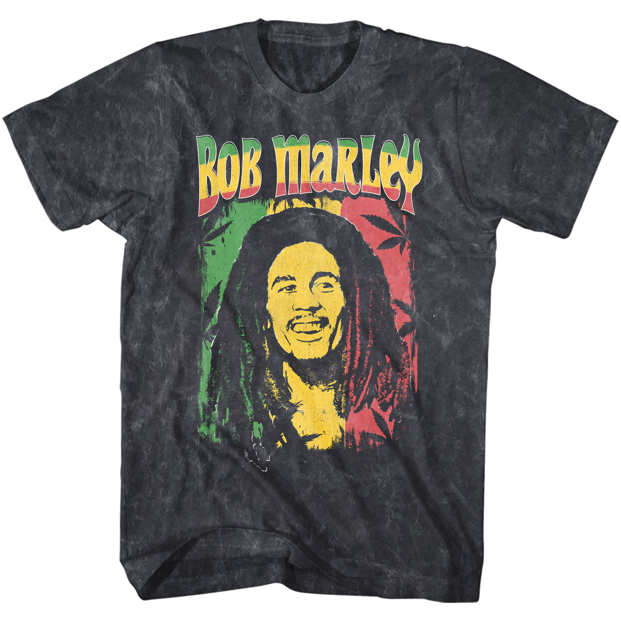 Bob Marley Minearl Wash Ganja Print T-Shirt