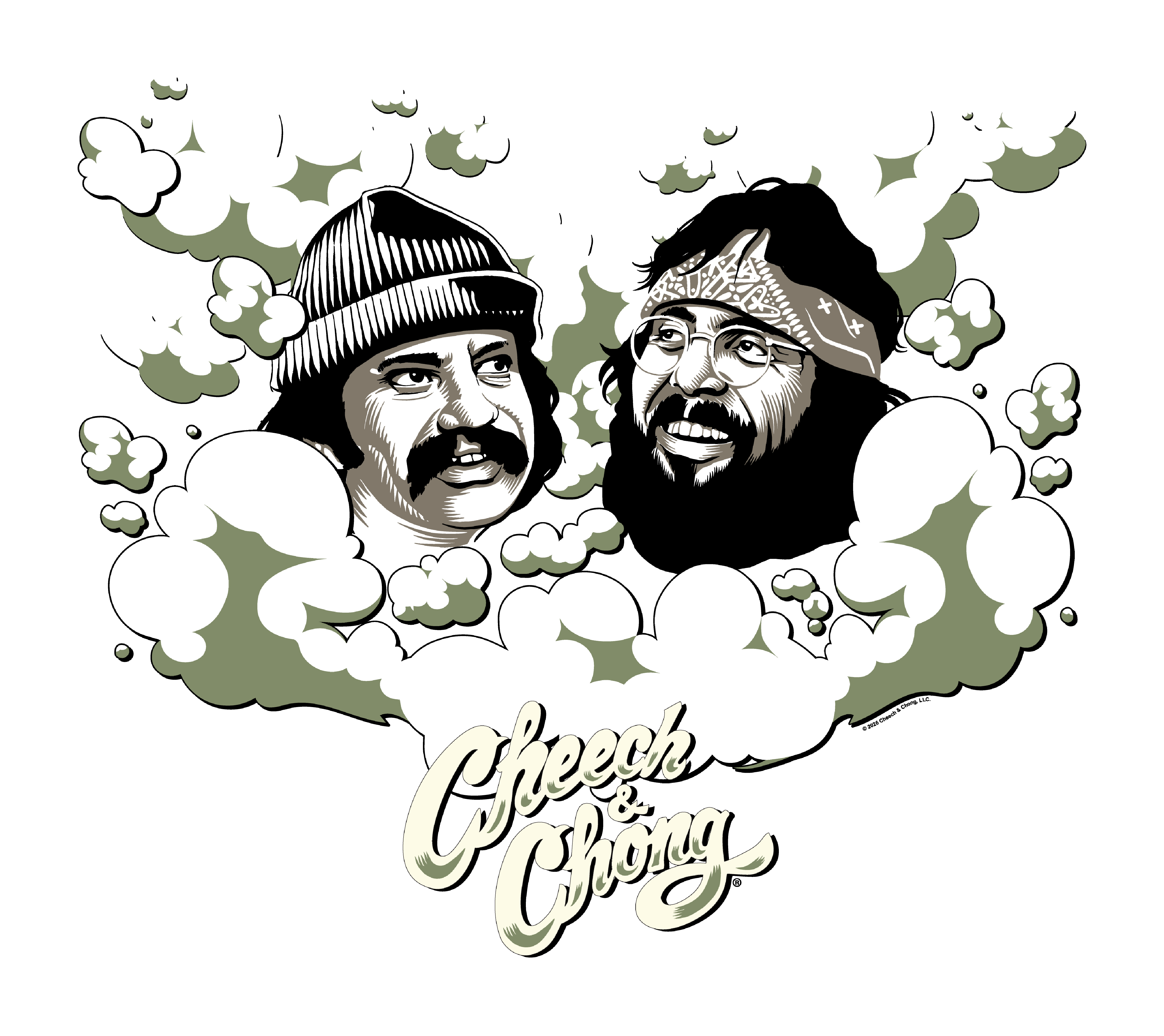 Wholesale Cheech and Chong Faces Smoke Cloud T-Shirt