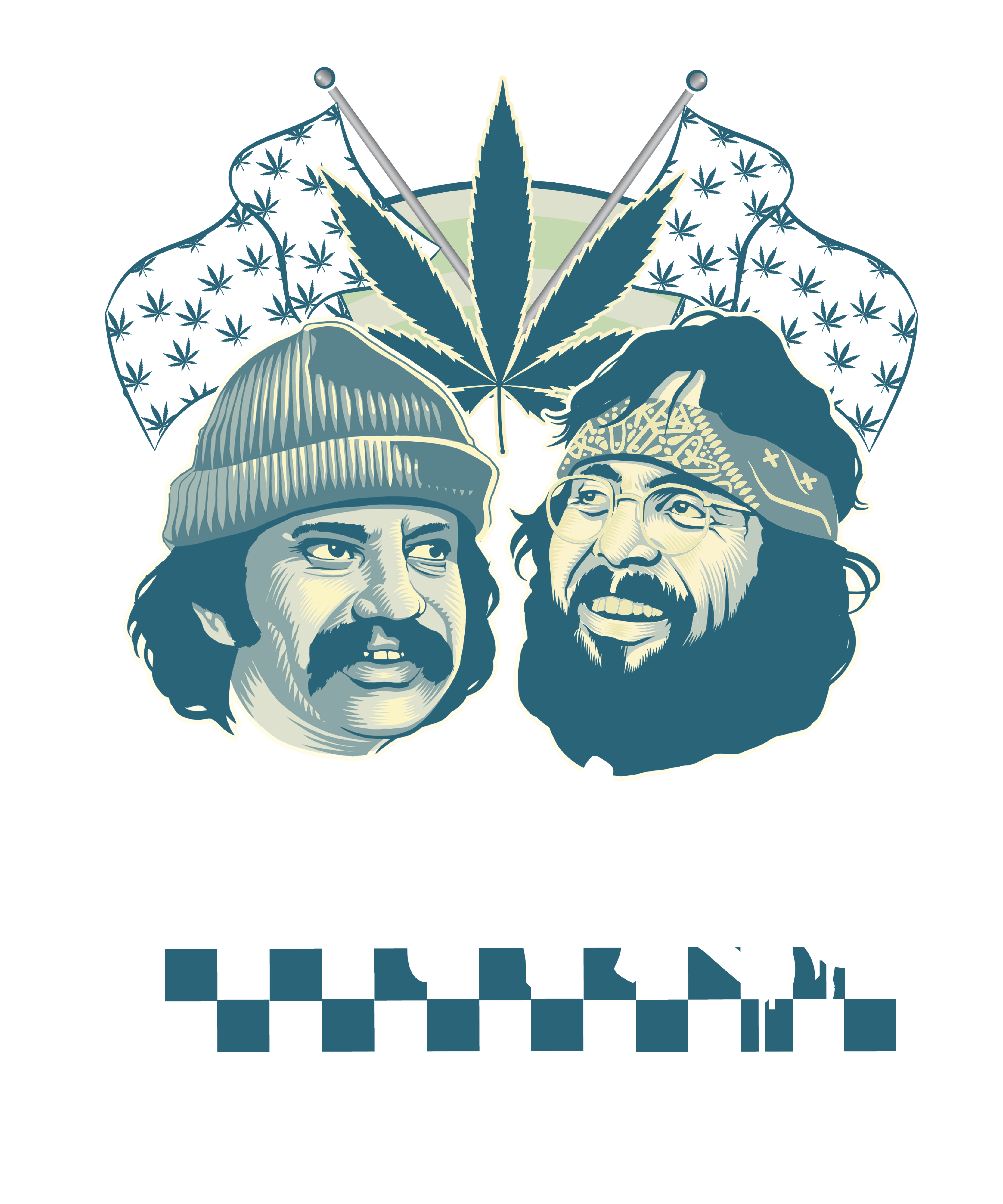 Wholesale Cheech and Chong Team 420 Duo Leaf Flags T-Shirt
