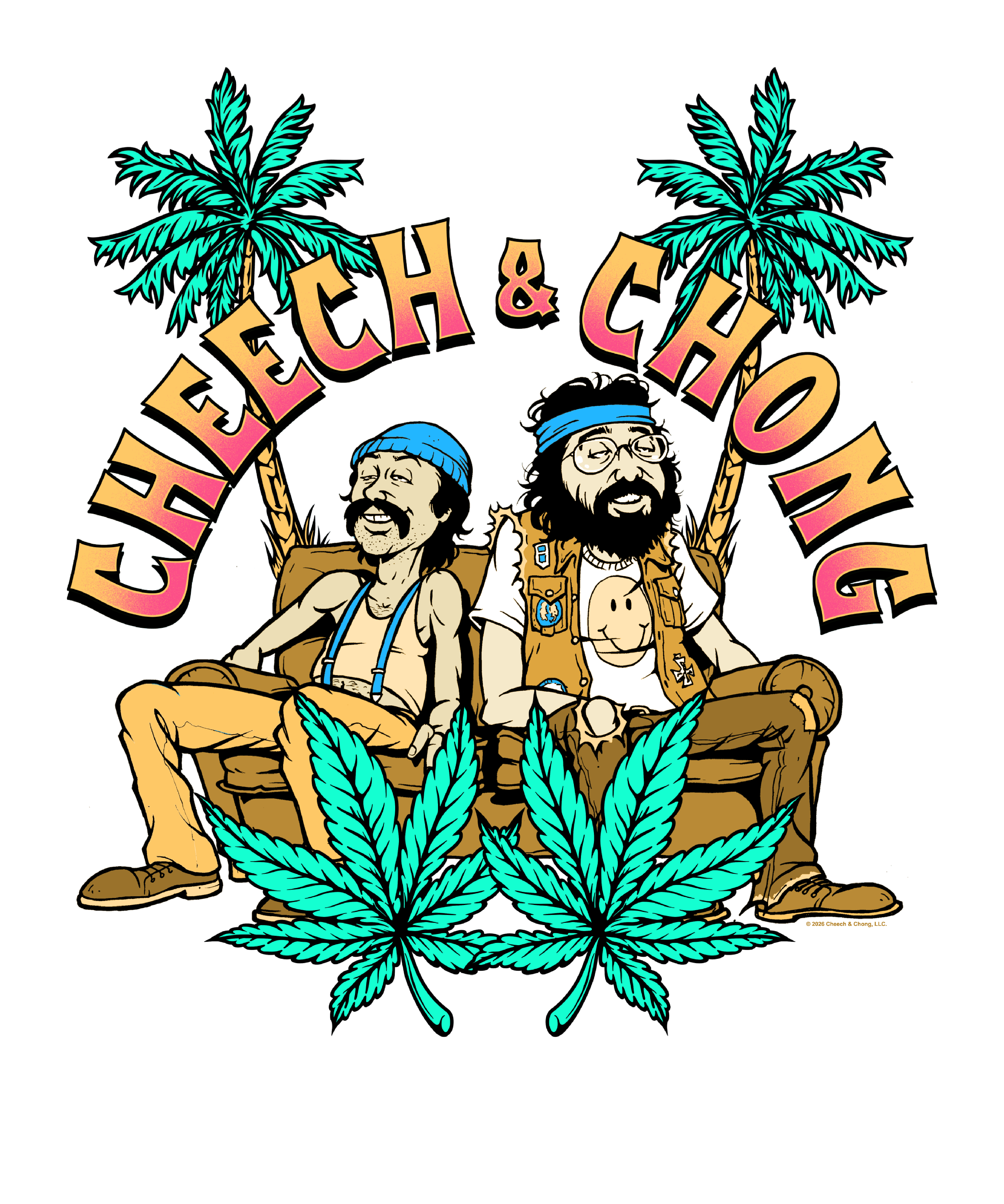 Wholesale Cheech and Chong Cartoon Couch Palm Trees T-Shirt