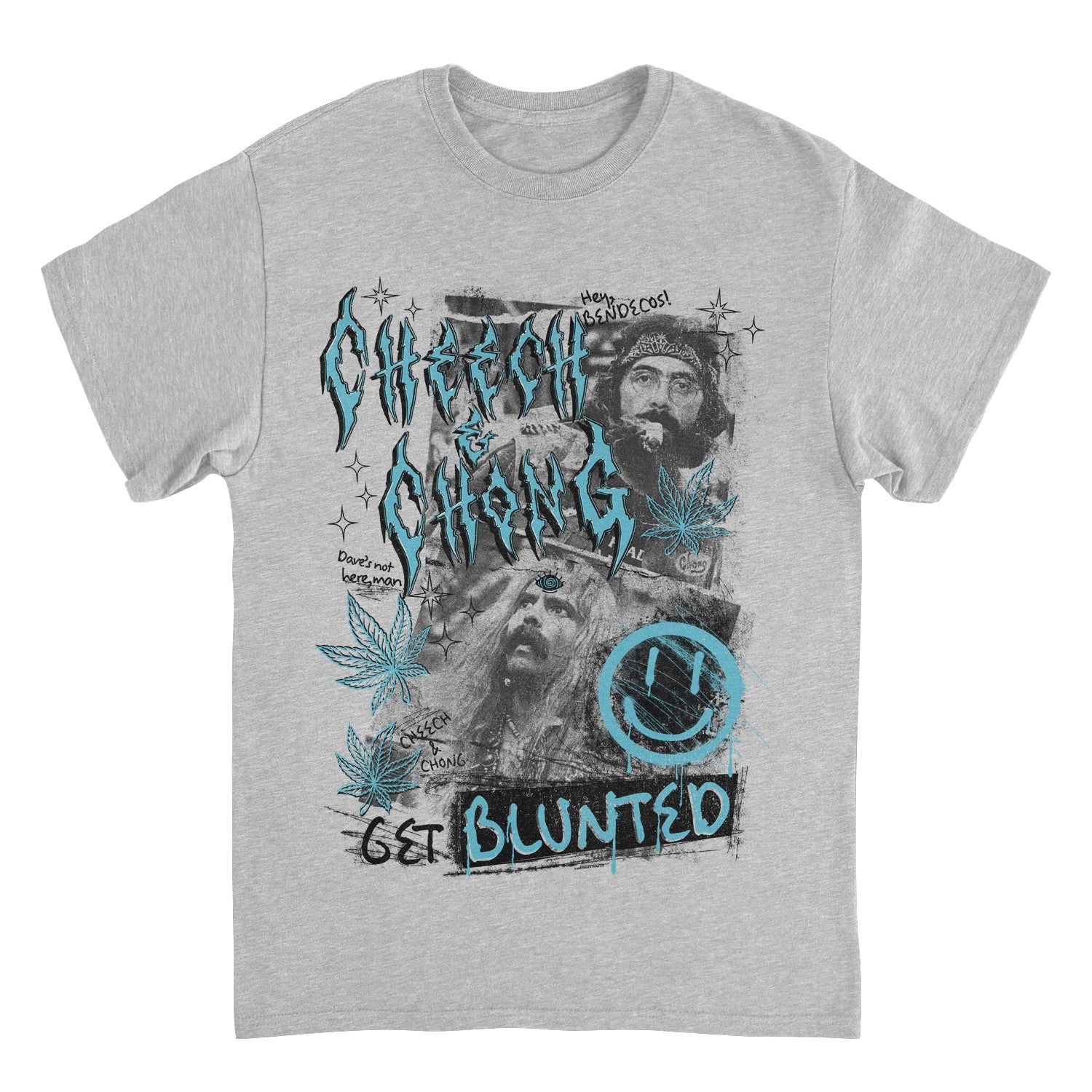 Wholesale Cheech and Chong Get Blunted Blue Smiley T-Shirt