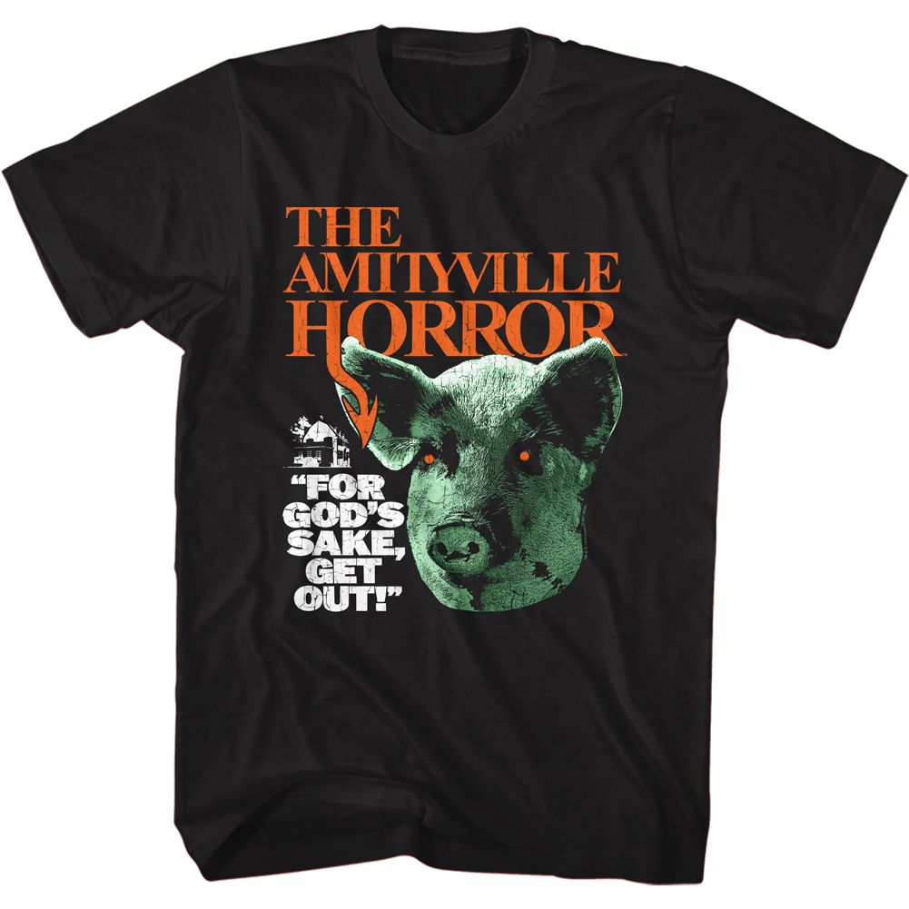 Wholesale Amityville Horror Movie Pig Head Black Adult T-Shirt