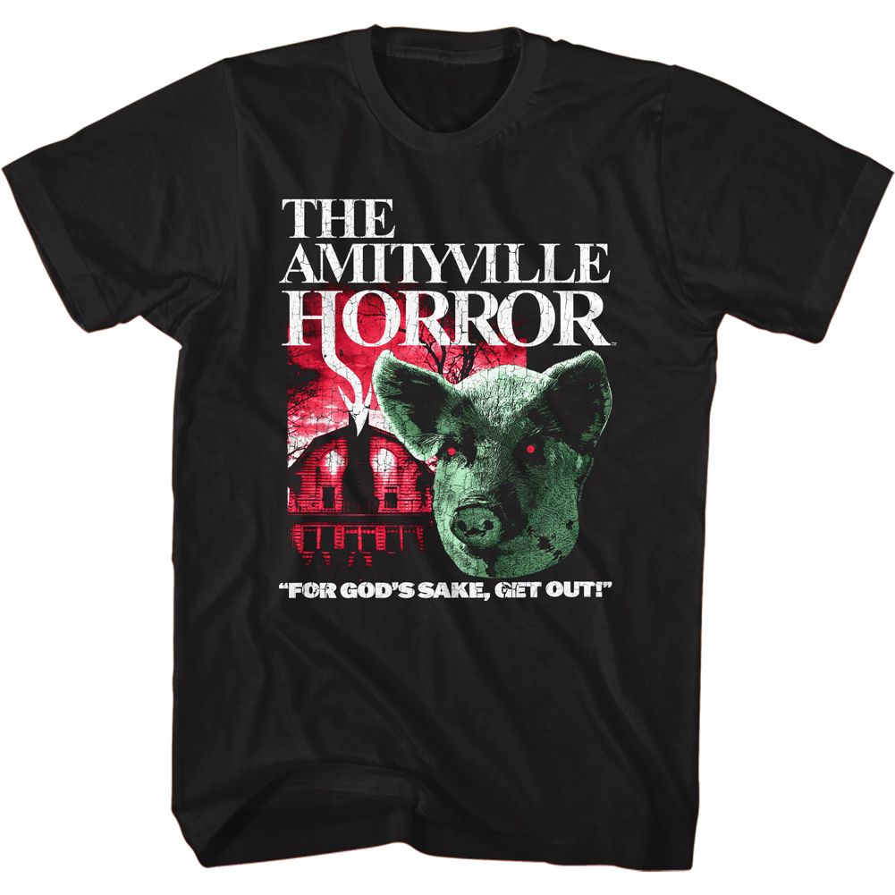 Wholesale Amityville Horror Movie Pig and House Black Adult T-Shirt