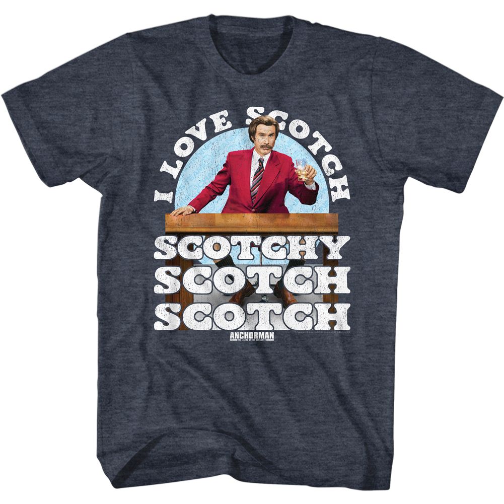Wholesale Anchorman Movie I Love Scotch Heather Navy Adult T-Shirt