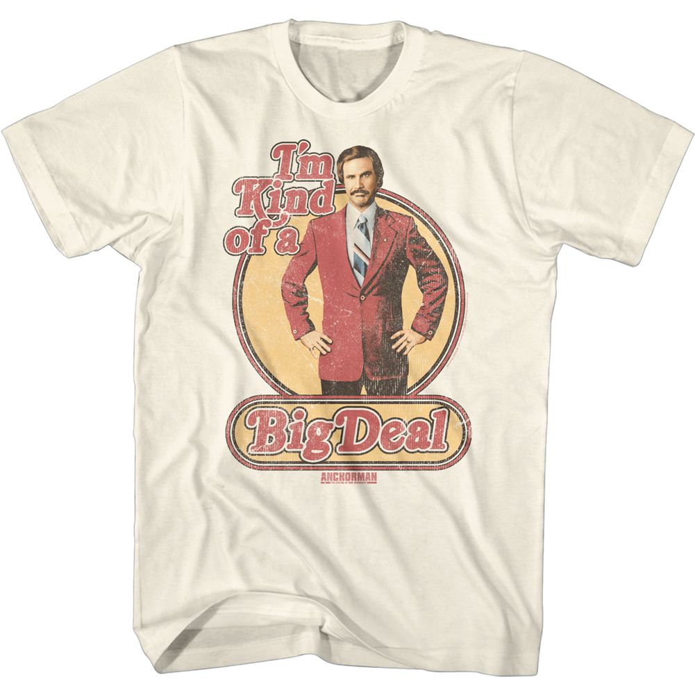 Wholesale Anchorman Movie Retro Big Deal Solid Natural Adult T-Shirt