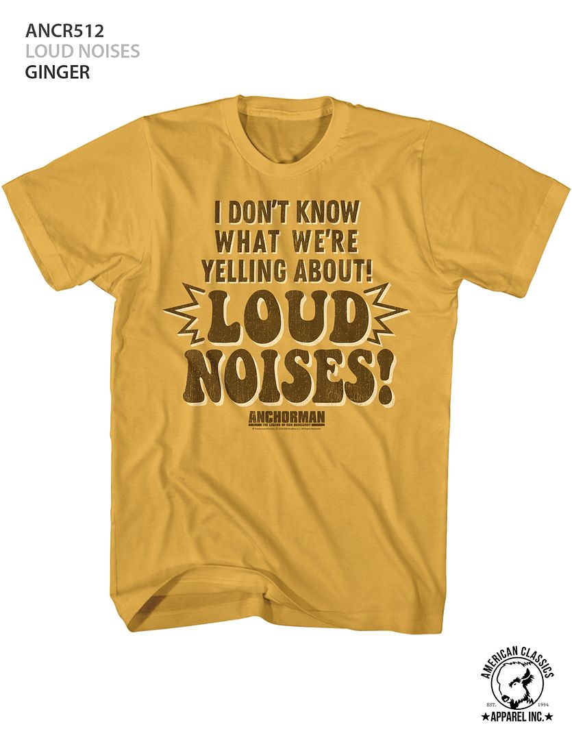 Wholesale Anchorman Movie Loud Noises Solid Ginger Adult T-Shirt