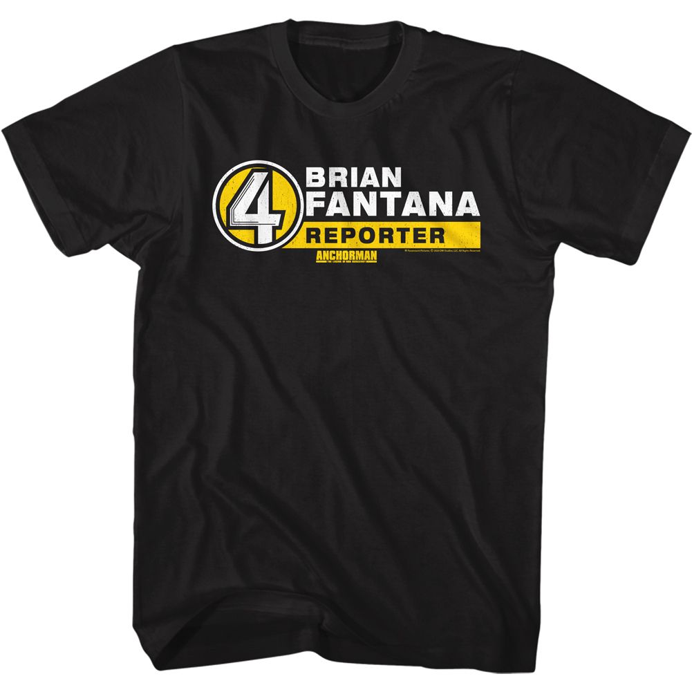 Wholesale Anchorman Movie B. Fantana Name Tag Black Adult T-Shirt