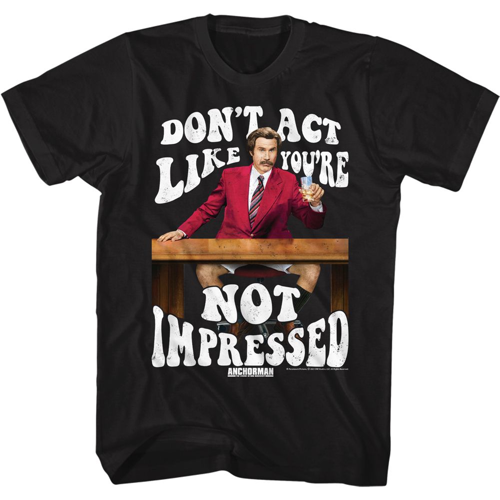 Wholesale Anchorman Movie Not Impressed Black Adult T-Shirt