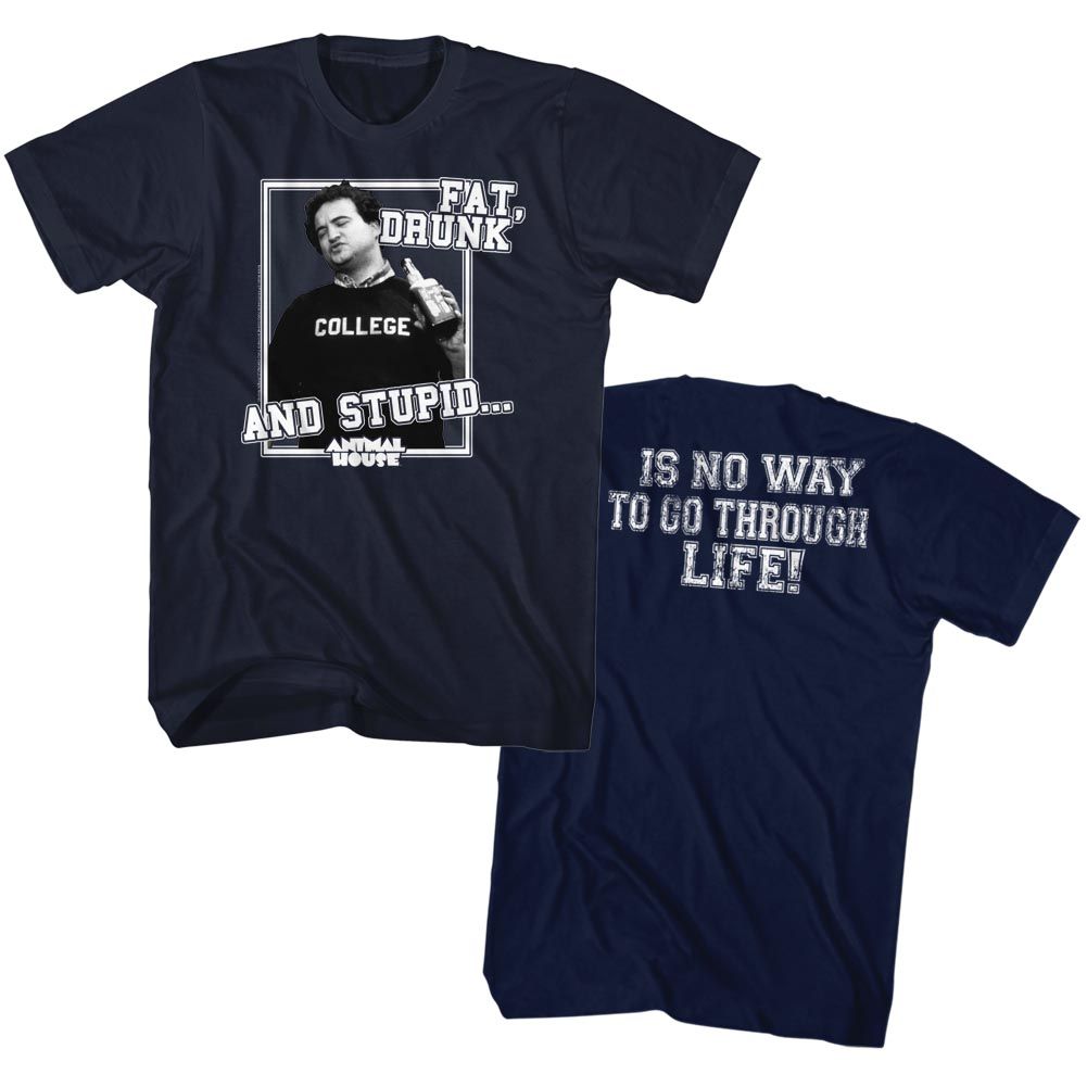Wholesale Animal House Movie Drunk and Stupid Navy Adult T-Shirt