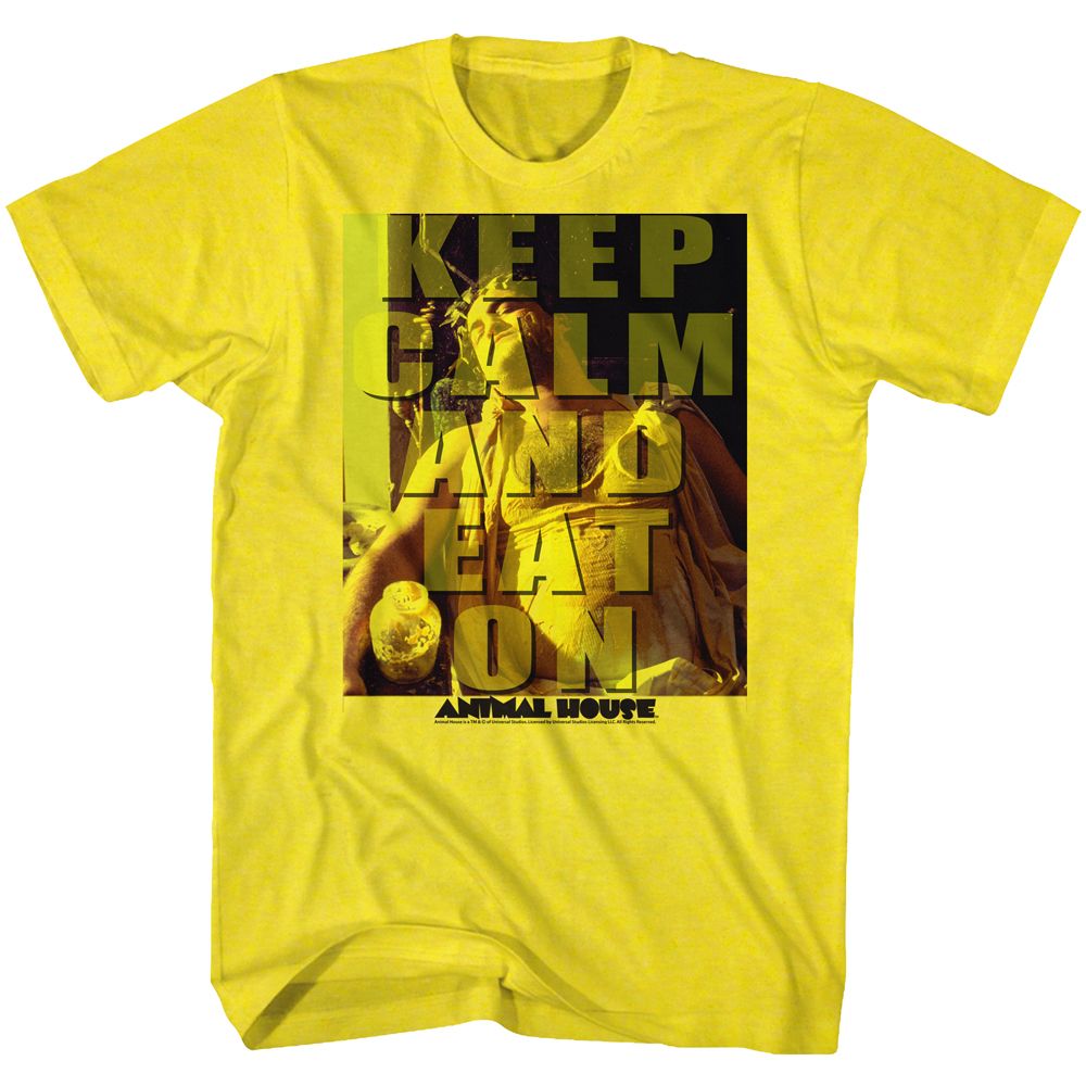 Wholesale Animal House Movie Eat on Solid Yellow Adult T-Shirt