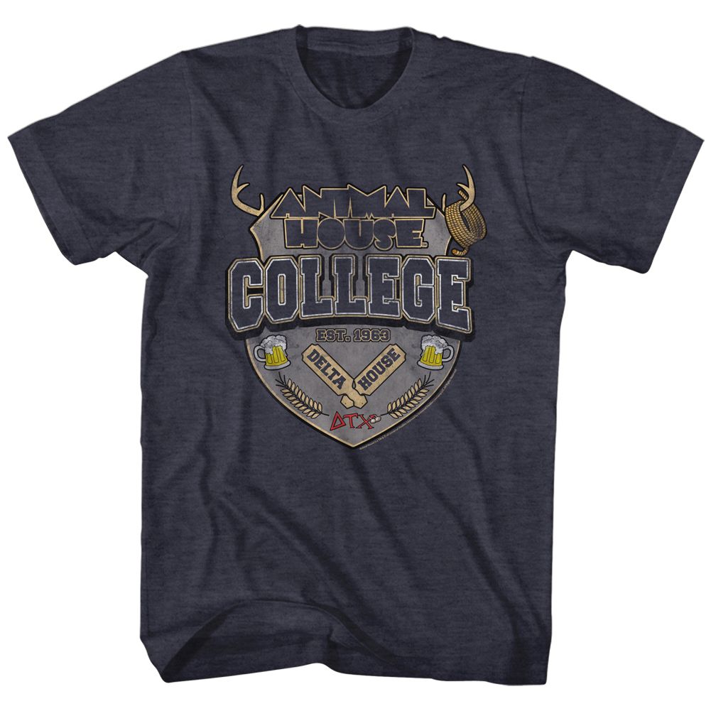 Wholesale Animal House Movie College Crest Heather Navy Adult T-Shirt