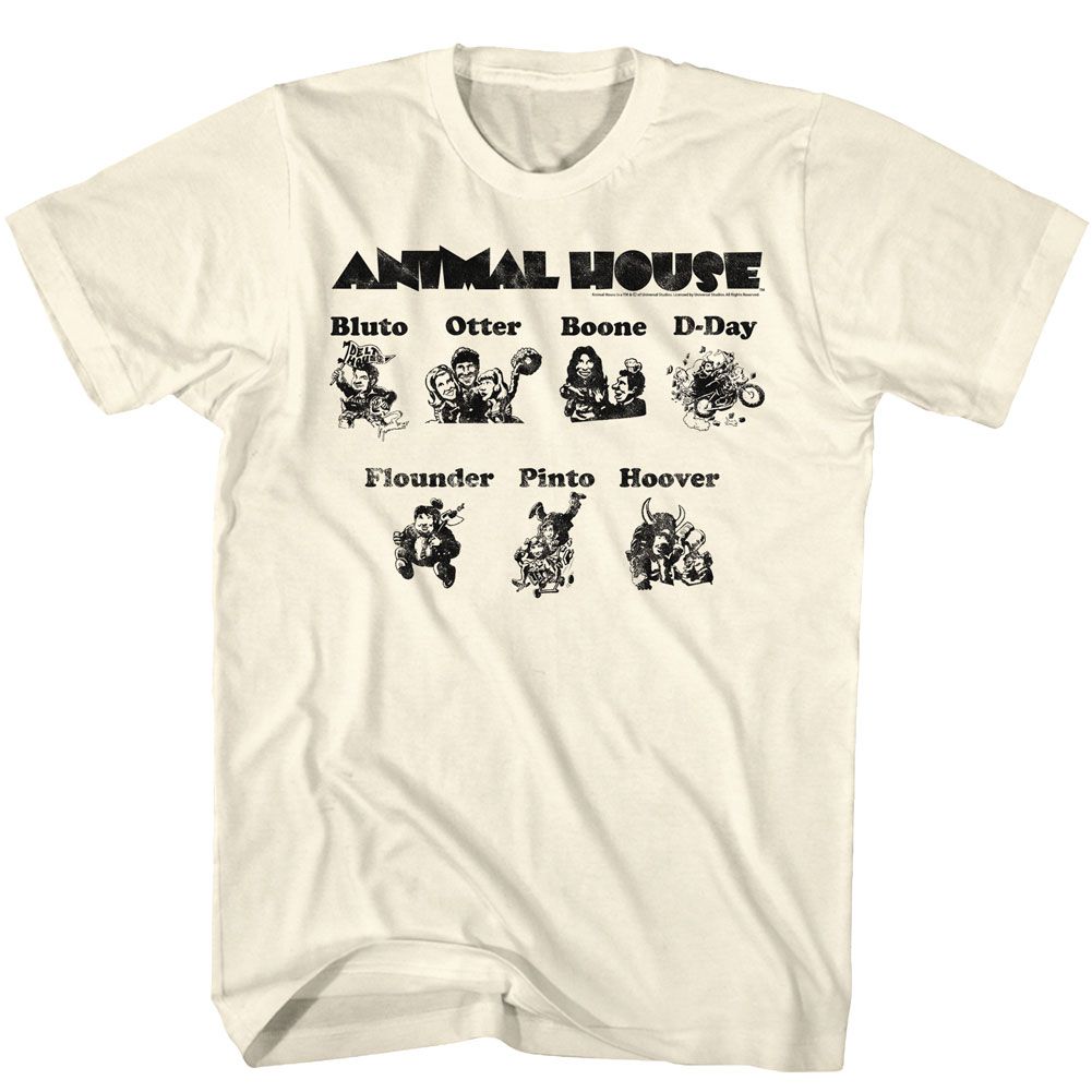 Wholesale Animal House Movie Cartoons Solid Natural Adult T-Shirt