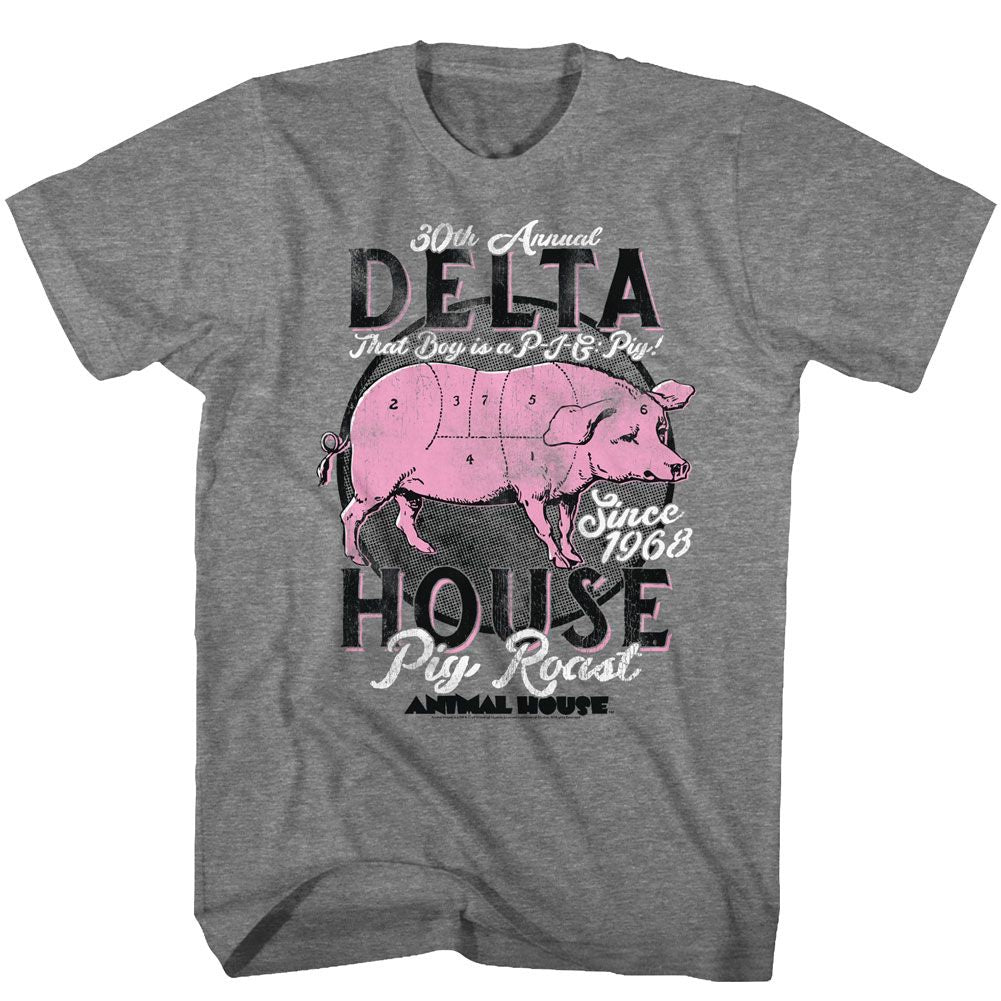Wholesale Animal House Movie Pig Roast Heather Graphite Adult T-Shirt