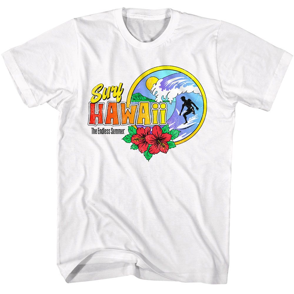 Wholesale Hawaii Surfer White Adult T-Shirt