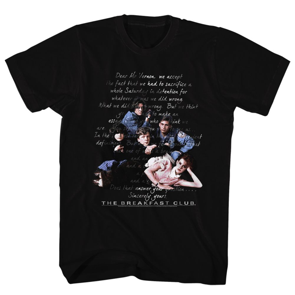 Wholesale Breakfast Club Movie Letter Black Adult T-Shirt