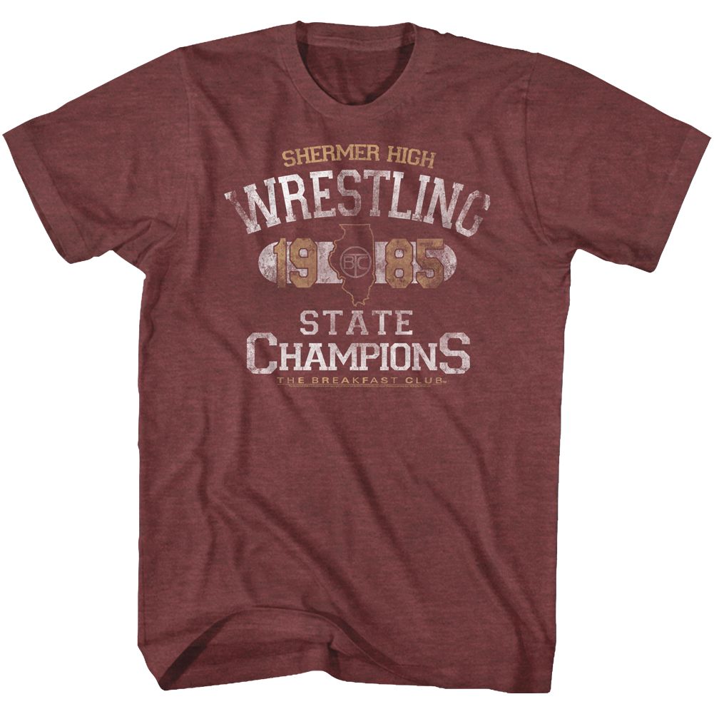 Wholesale Breakfast Club Movie State Champ Heather Vintage Maroon Adult T-Shirt